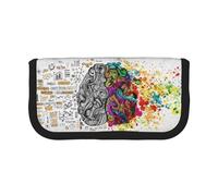 DNBCLEZK Avantage du cerveau gauche et droit - Grande trousse à crayons en toile avec bordure noire imprimée - Trousse de maquillage multifonction - Double fermeture éclair (19 x 9 x 5 cm)