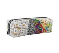 DNBCLEZK Avantage du cerveau gauche et droit - Jolie trousse à crayons en cuir de qualité supérieure - Fermeture éclair lisse - Tirette en métal durable - Organiseur de papeterie imprimé complet pour