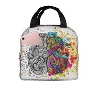 DNBCLEZK Avantage du cerveau gauche et droit - Sac à déjeuner isotherme avec couche en aluminium - Étanche - Tissu Oxford imperméable