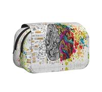 DNBCLEZK Avantage du cerveau gauche et droit - Trousse à crayons double couche à rabat, grande capacité pour 50 stylos, support de papeterie en polyester durable pour l'école, les voyages artistiques