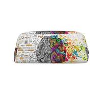 DNBCLEZK Avantage du cerveau gauche et droit - Trousse à crayons personnalisable en cuir avec fermeture éclair - Motif imprimé complet - Pour l'école et le bureau (motif personnalisé), Argenté