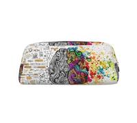 DNBCLEZK Avantage du cerveau gauche et droit - Trousse à crayons personnalisable en cuir avec fermeture éclair - Motif imprimé complet - Pour l'école et le bureau (motif personnalisé), doré, Taille