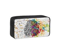 DNBCLEZK Avantage du cerveau gauche et droit : trousse simple de grande capacité avec impression complète, tissu Oxford 600D, durable, robuste, fermeture éclair lisse, porte-stylo pour l'école, le
