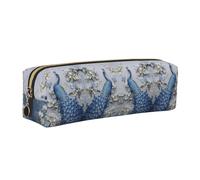DNBCLEZK Belle trousse à crayons en cuir avec motif de paon, fermeture éclair lisse, tirette en métal durable, organiseur de papeterie pour l'école et le bureau, doré, Taille unique
