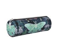 DNBCLEZK Belle trousse à crayons ronde en cuir de qualité supérieure, fermeture éclair lisse, tirette en métal durable, organiseur de papeterie imprimé complet pour l'école et le bureau, Argenté