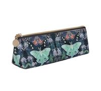 DNBCLEZK Belle trousse à crayons triangulaire en cuir de qualité supérieure, fermeture éclair lisse, tirette en métal durable, organiseur de papeterie imprimé complet pour l'école et le bureau