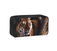 DNBCLEZK Bengal Tiger Trousse à crayons simple de grande capacité avec impression complète, tissu Oxford 600D, durable, robuste, fermeture éclair lisse, porte-stylos pour l'école, le bureau, les