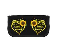 DNBCLEZK Blessed to Be Called Sunflower Grande trousse à crayons en toile avec imprimé complet bordure noire, organiseur de trousse de maquillage multifonction, double fermeture éclair (19 x 9 x 5 cm)