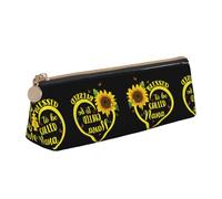 DNBCLEZK Blessed to Be Called Trousse à crayons triangulaire en cuir avec fermeture éclair lisse et tirette en métal durable Motif tournesol