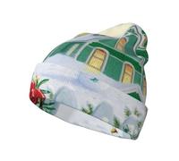 DNBCLEZK Bonnet tricoté avec motif de boîte aux lettres de Noël et cadeaux pour homme et femme, polyester doux, extensible, léger, chaud pour un usage quotidien ou extérieur, noir