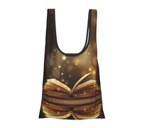 DNBCLEZK Book Under The Light Sacs de courses pliables réutilisables, sac d'épicerie imperméable avec pochette de transport, peut contenir plus de 45 kg, sac de courses compact et respectueux de