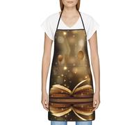 DNBCLEZK Book Under The Light Tablier professionnel unisexe anti-salissure avec poche en polyester imprimé complet pour cuisine, barbecue, café, hôtel, usage commercial