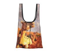 DNBCLEZK Camels Rest Desert Sacs de courses pliables et réutilisables, sac d'épicerie imprimé imperméable avec pochette de transport, peut contenir plus de 45 kg, sac de courses compact et respectueux