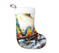 DNBCLEZK Chaussettes de Noël à suspendre double face en forme de perroquet mignon pour cheminée et arbre, peluche polyester pour décoration de Noël (lot de 1)