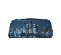 DNBCLEZK Chicago - Trousse à crayons personnalisable en cuir réfléchissant avec fermeture éclair, motif imprimé complet pour l'école et le bureau (motif personnalisé), Argenté., Taille unique