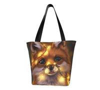 DNBCLEZK Cute Fox Sac fourre-tout imprimé pour femme, grande capacité, tissu polyester avec rembourrage en mousse, poche intérieure de sécurité