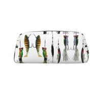 DNBCLEZK Divers types d'appâts de pêche personnalisables en cuir avec fermeture éclair - Motif imprimé complet - Pour l'école et le bureau (motif personnalisé), Argenté., Taille unique