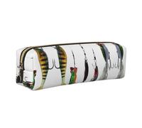 DNBCLEZK Divers types d'appâts de pêche - Trousse à crayons en cuir - Fermeture éclair lisse - Tirette en métal durable - Imprimé complet - Pour l'école et le bureau, doré, Taille unique