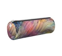 DNBCLEZK Dream - Trousse à crayons ronde colorée en cuir de qualité supérieure, fermeture éclair lisse, tirette en métal durable, organiseur de papeterie avec impression complète pour l'école et le