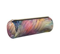DNBCLEZK Dream - Trousse à crayons ronde colorée en cuir de qualité supérieure, fermeture éclair lisse, tirette en métal durable, organiseur de papeterie avec impression complète pour l'école et le