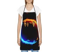 DNBCLEZK Fire And Ice Dragons Tablier professionnel unisexe anti-salissure avec poche en polyester imprimé complet pour cuisine, barbecue, café, hôtel, usage commercial