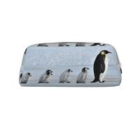 DNBCLEZK Five Penguins Trousse à crayons personnalisable en cuir avec fermeture éclair, motif imprimé complet pour l'école et le bureau (motif personnalisé), doré, Taille unique