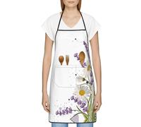 DNBCLEZK Flowers Professional Tablier anti-salissure unisexe avec poche en polyester imprimé complet pour cuisine, barbecue, café, hôtel, usage commercial