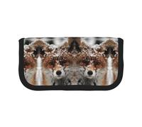DNBCLEZK Fox Snow Grande trousse à crayons en toile pour filles et garçons, motif imprimé personnalisé, Noir , Taille unique, Organiseur de sac
