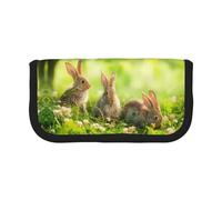 DNBCLEZK Funny Rabbits Trousse à crayons en toile de grande capacité avec imprimé complet et bordure noire, trousse de maquillage multifonction, double fermeture éclair (19 x 9 x 5 cm)