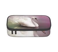 DNBCLEZK Grande trousse à crayons en toile avec compartiments pour filles et garçons, motif cygne blanc, trousse de rangement personnalisée, Noir , Taille unique, Organiseur de sac