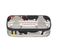 DNBCLEZK Grande trousse à crayons en toile avec compartiments pour filles et garçons, motif vache mignonne, Noir , Taille unique, Organiseur de sac