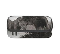 DNBCLEZK Grande trousse à crayons en toile avec compartiments pour filles et garçons, trousse de rangement personnalisée imprimée motif lion et lionne, Noir , Taille unique, Organiseur de sac
