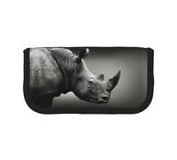 DNBCLEZK Grande trousse à crayons en toile avec imprimé animal de l'Afrique du Sud et bordure noire, organiseur de trousse de maquillage multifonction, double fermeture éclair (19 x 9 x 5 cm)