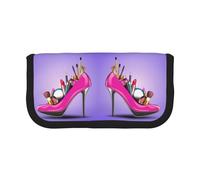 DNBCLEZK Grande trousse à crayons en toile avec imprimé complet et bordure noire, trousse de maquillage multifonction, double fermeture éclair (19 x 9 x 5 cm)