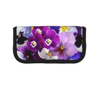 DNBCLEZK Grande trousse à crayons en toile pour filles et garçons avec imprimé floral violet, Noir , Taille unique, Organiseur de sac