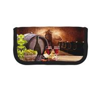 DNBCLEZK Grande trousse à crayons en toile pour filles et garçons, motif cave à vin rouge, Noir , Taille unique, Organiseur de sac