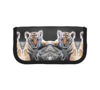 DNBCLEZK Grande trousse à crayons en toile pour filles et garçons, motif tigre mignon, Noir , Taille unique, Organiseur de sac