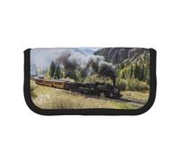 DNBCLEZK Grande trousse à crayons en toile pour filles et garçons, motif train de locomotive à vapeur, trousse à crayons personnalisée, Noir , Taille unique, Organiseur de sac