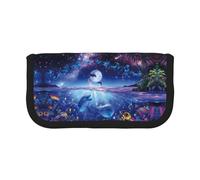 DNBCLEZK Grande trousse à crayons en toile pour filles et garçons - Motif vie marine - Personnalisable, Noir , Taille unique, Organiseur de sac