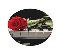DNBCLEZK Housse de coussin en velours + mousse + base antidérapante en polyester pour tabouret de bar avec motif rose rouge sur piano 30,5 à 35,6 cm