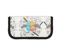 DNBCLEZK Human Brain Grande trousse à crayons en toile avec imprimé complet et bordure noire, organiseur multifonction pour trousse de maquillage, double fermeture éclair (19 x 9 x 5 cm)
