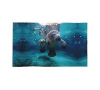 DNBCLEZK Indian Lamantines Serviette en polycoton 69 x 40,6 cm, impression sur un seul côté, fibre ultra fine sur le devant et boucle en coton, séchage rapide, absorbante