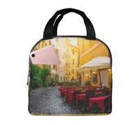 DNBCLEZK Italian Old Street Sac à déjeuner isotherme avec couche en aluminium et fibre d'huile, sac fourre-tout isotherme étanche en tissu Oxford