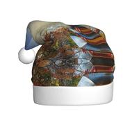 DNBCLEZK Japan Mount Fuji Chapeau de Père Noël paysage pour adultes - Bonnet de Noël en peluche moelleuse - Accessoires de fête de Noël festifs pour homme et femme (lavable en machine), noir