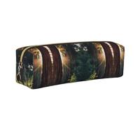 DNBCLEZK Jolie trousse à crayons en cuir avec fermeture éclair lisse et tirette en métal durable, imprimé complet pour l'école, le bureau, doré, Taille unique