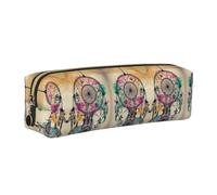 DNBCLEZK Jolie trousse à crayons en cuir avec fermeture éclair lisse et tirette en métal durable, motif attrape-rêves pour l'école et le bureau, doré, Taille unique