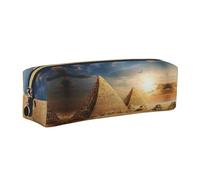 DNBCLEZK Jolie trousse à crayons en cuir avec motif pyramide égyptienne dans le désert, fermeture éclair lisse de qualité supérieure, tirette en métal durable, organiseur de papeterie imprimé complet