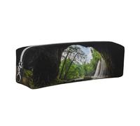 DNBCLEZK Jolie trousse à crayons en cuir de qualité supérieure avec fermeture éclair lisse et tirette en métal durable, motif cascade, organiseur de papeterie pour l'école et le bureau, Argenté