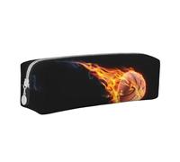 DNBCLEZK Jolie trousse à crayons en cuir personnalisable pour filles et garçons, motif basketball on fire, blanc, Taille unique, Organiseur de sac