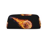 DNBCLEZK Jolie trousse à crayons en cuir pour filles et garçons, motif basket-ball on fire, trousse de rangement personnalisée, doré, Taille unique, Organiseur de sac